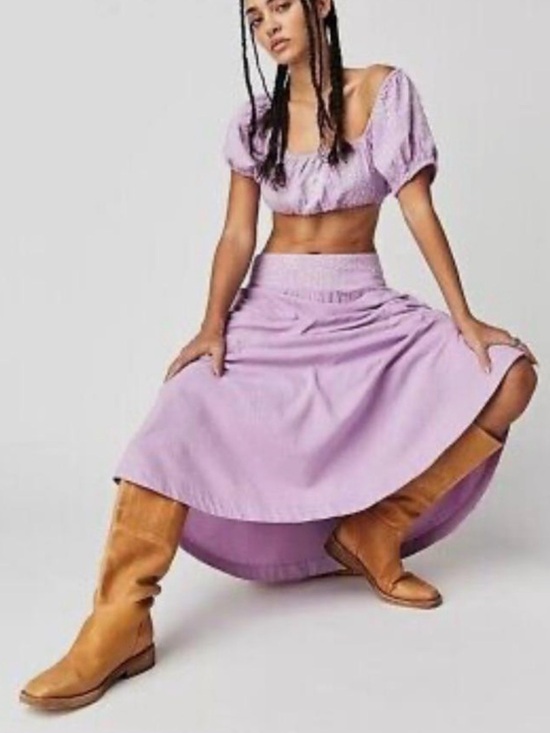 Free People Dresses & Skirts - FREE PEOPLE lotus set Lilac Smocked Waist Maxi Skirt - Women